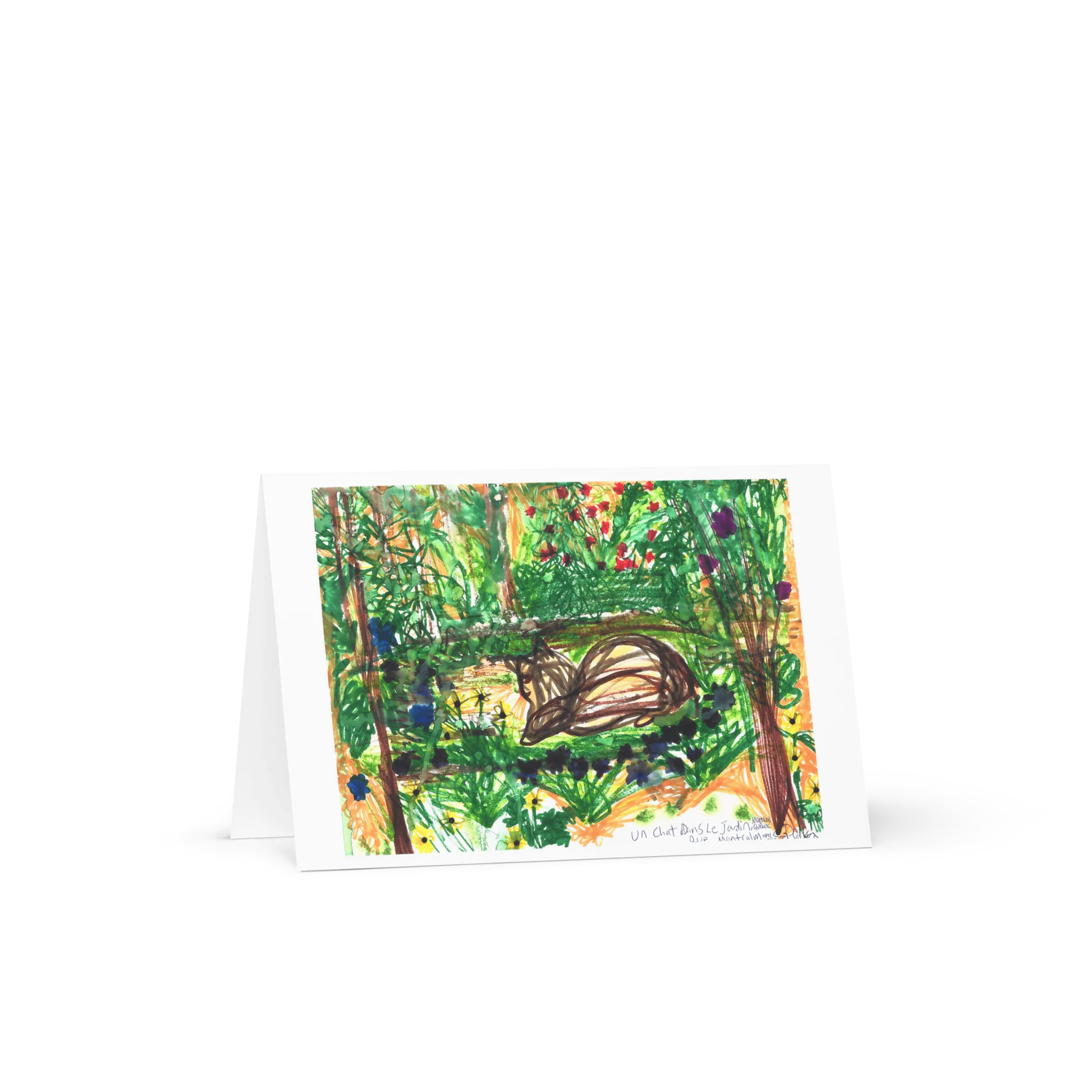 Un Chat dans Le Jardin greeting card